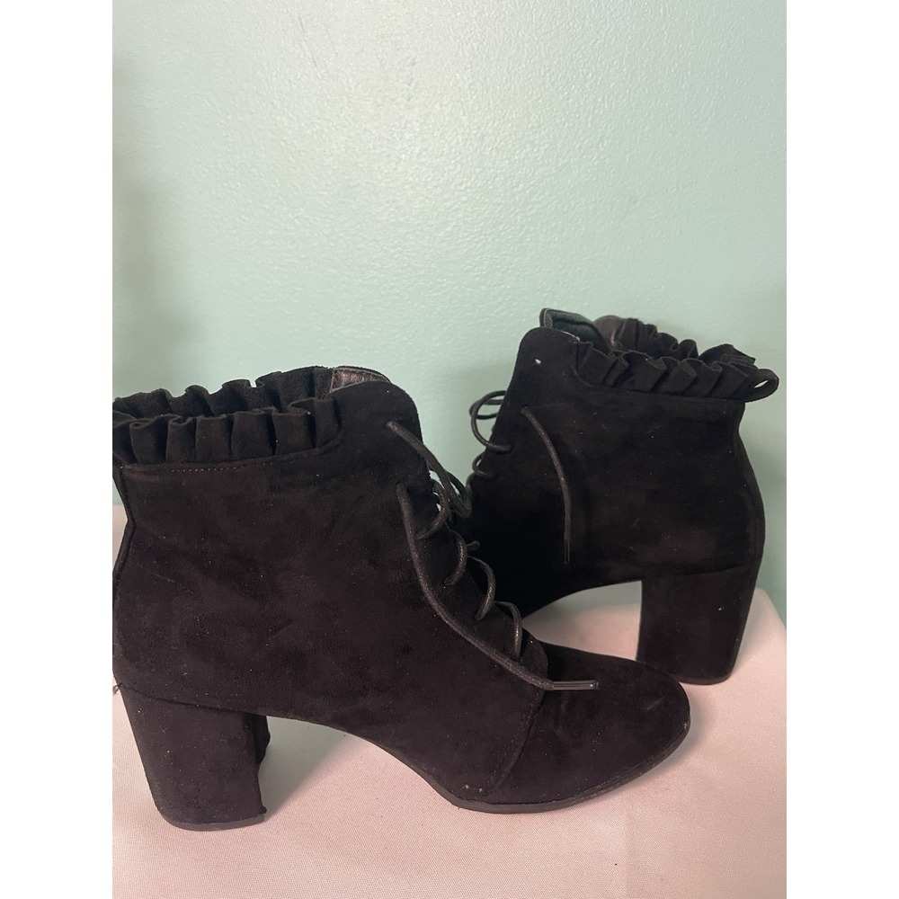 Women's‎ Size 10 Black Suede Chunky Platform Punk Festival Combat Boots - Picture 6 of 6
